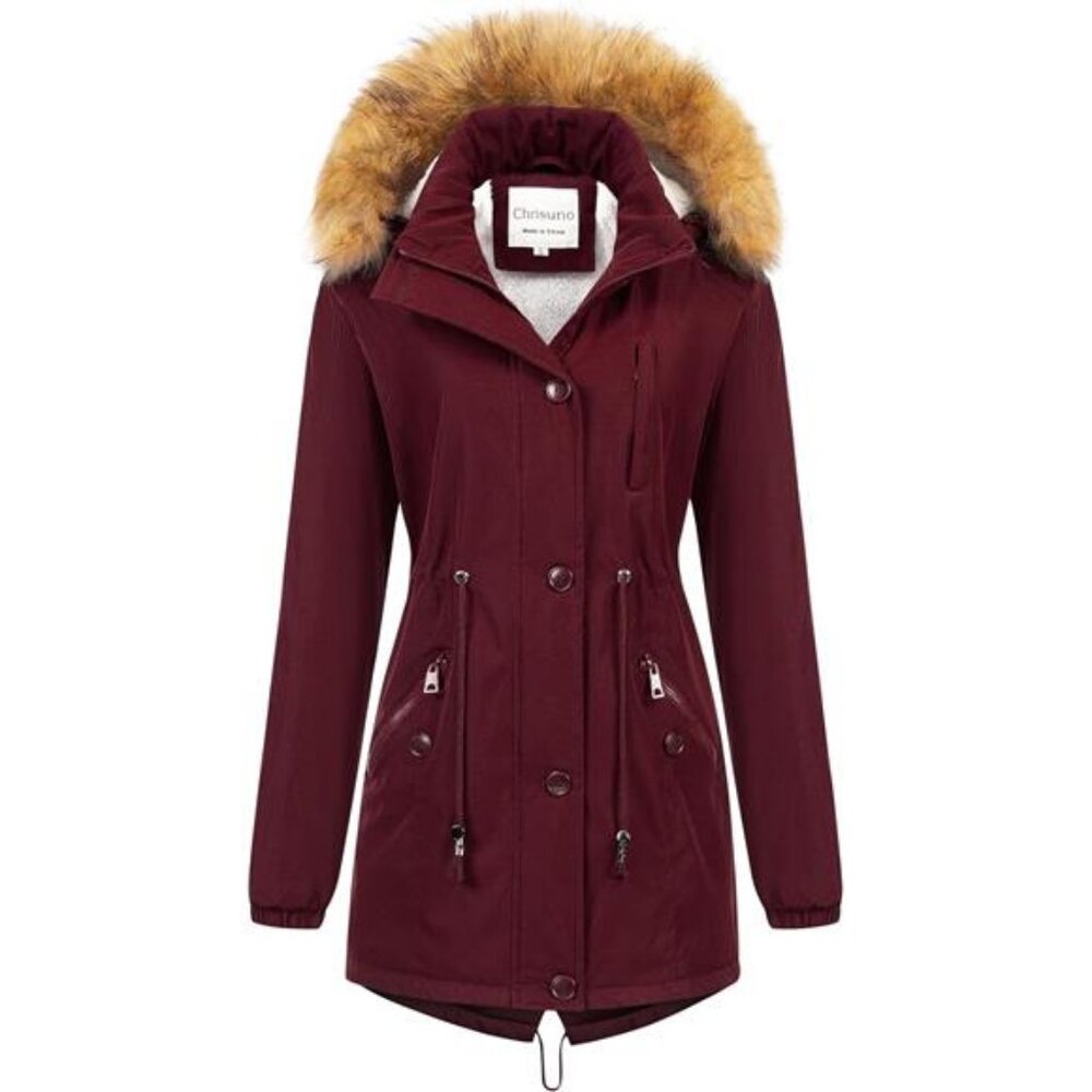 Chrisuno Women's Mid-Length Military Parka Winter Outerwear Insulated Jacket
